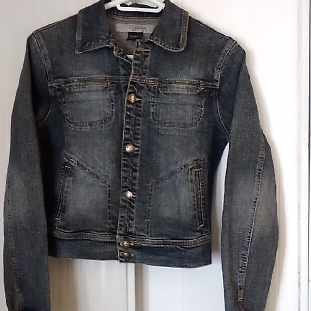 2/$10 Blue Vintage Jean Jacket with Distressed Details